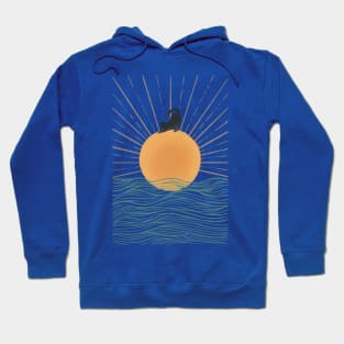 Yoga Cat on Sunrise ocean wave Hoodie